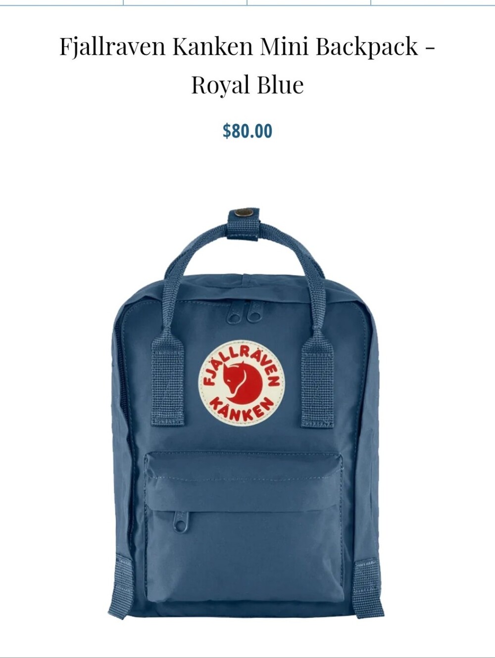 Fjallraven Kanken Mini Backpack - Dusty Blue Red Logo 9"x10"